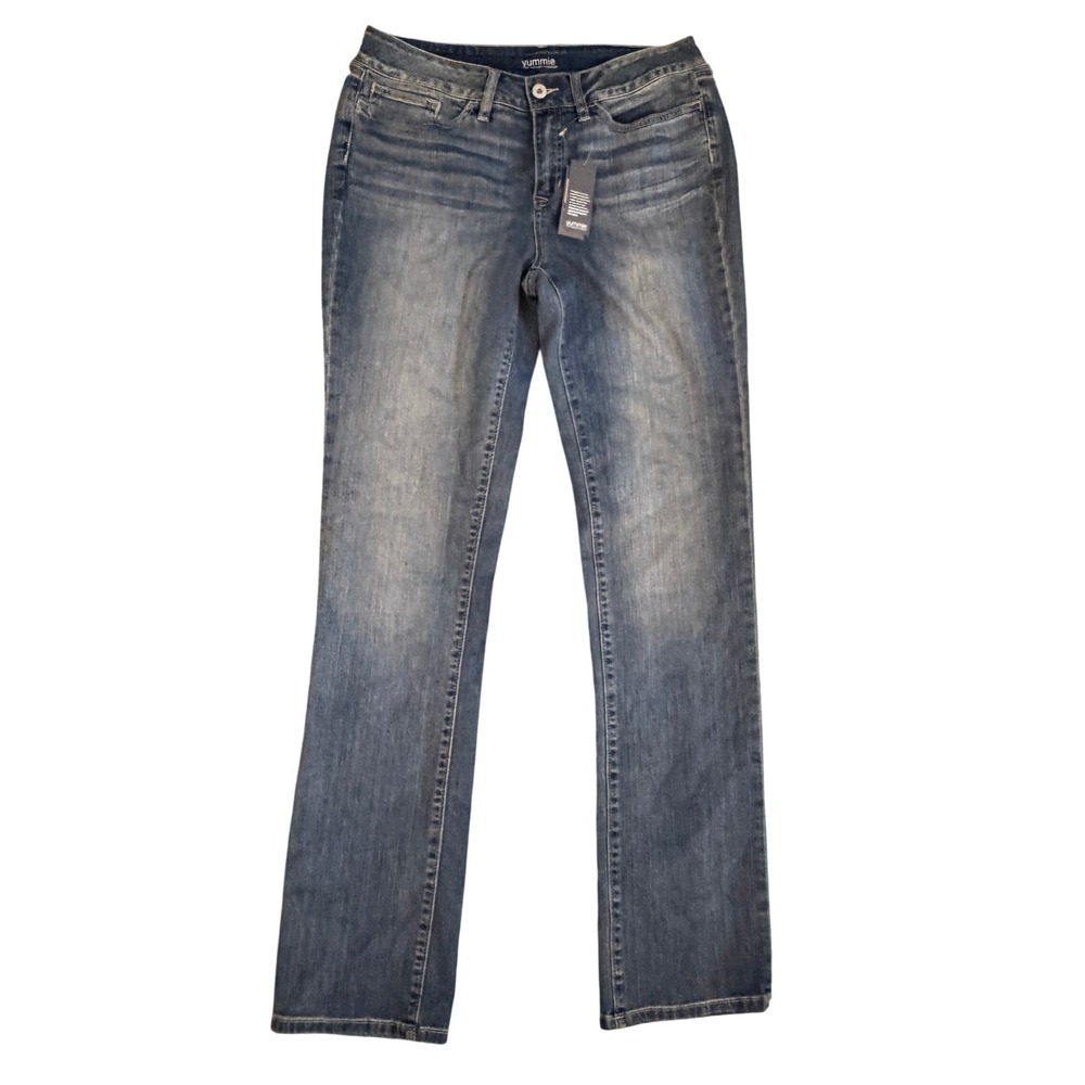 Yummie Straight Leg Jeans Womens 32 Blue New Vintage Wash Stretch JY7-003